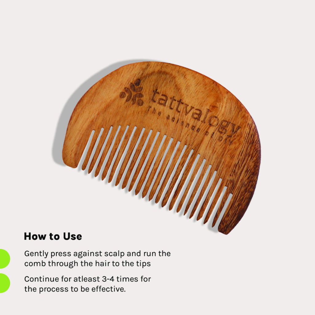 Tattvalogy Raw Neem Comb- For beard, Boosts Blood Circulation, Hair Growth & Reduces Scalp Issues