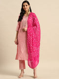Sangria Floral Embroidered Sequinned Pure Cotton Kurta with Trousers & Dupatta