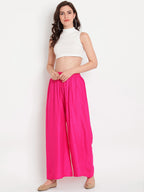 TAG 7 Women Pink Solid Flared Palazzos