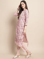 Sangria Printed & Embroidered Pure Cotton A-Line Kurta With Trouser & Dupatta - Distacart