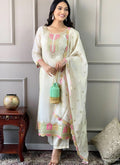 Vellora Viscose Chanderi White Festival Wear Sequins Work Readymade Kurti Set - Distacart
