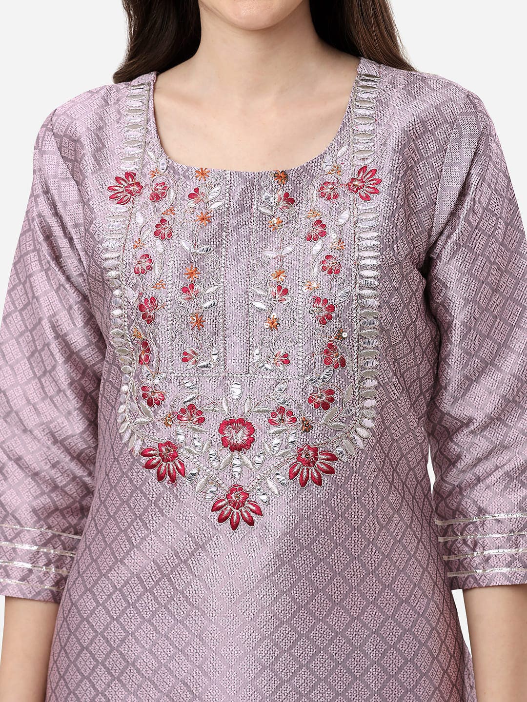 HERE&NOW Floral Embroidered Straight Regular Kurta