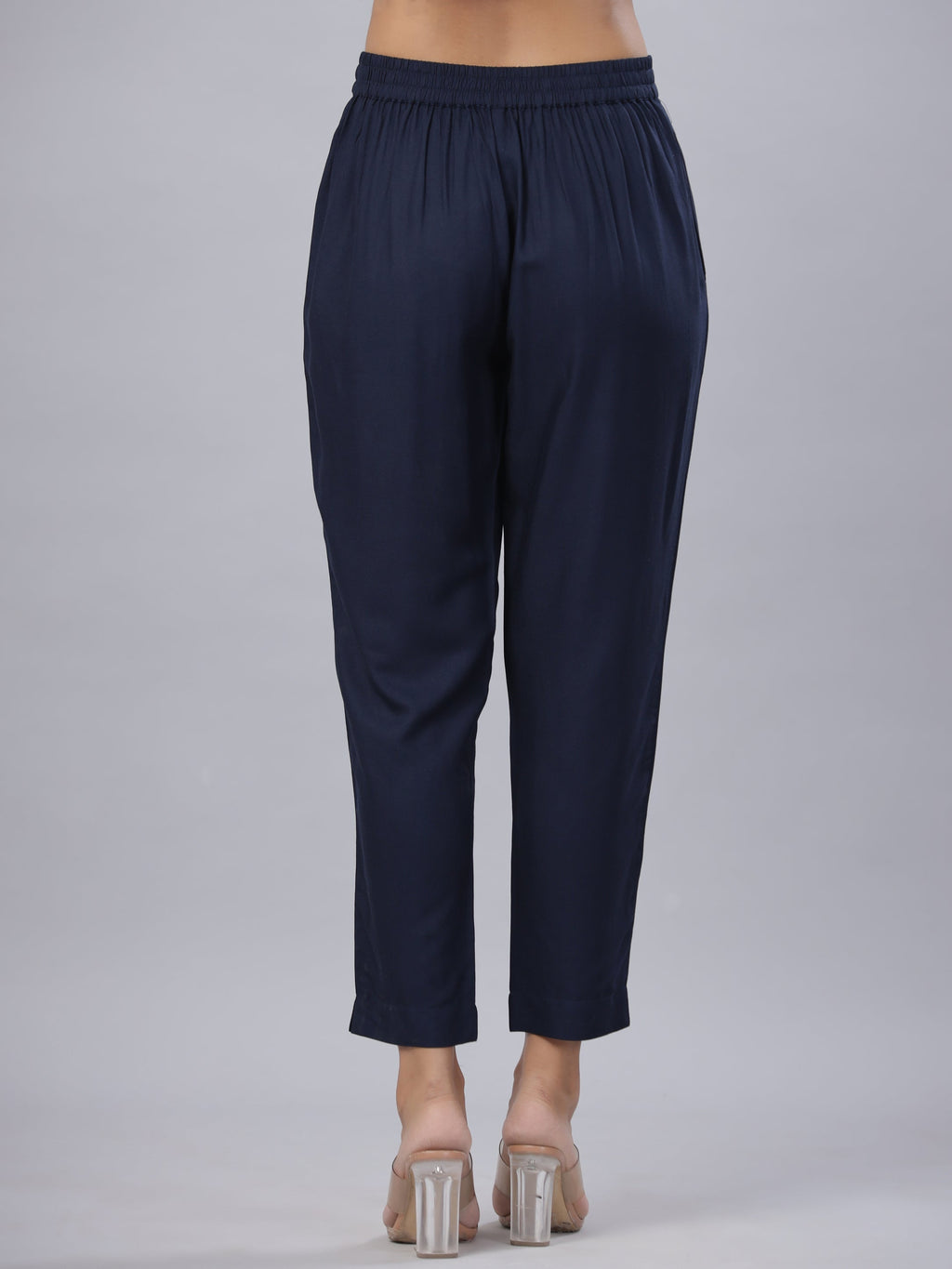 Juniper Women's Blue Liva Rayon Solid Stright Slim Pant - Distacart