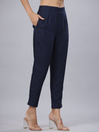 Juniper Women's Blue Liva Rayon Solid Stright Slim Pant - Distacart