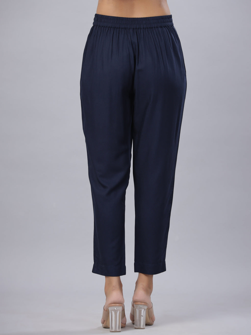 Juniper Navy Soild Liva Rayon Pants With A Pocket