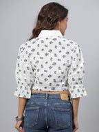 Juniper Women's White Printed Straight Top - Distacart