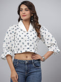 Juniper Women's White Printed Straight Top - Distacart