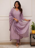 Vellora Roman Silk Lilac Festival Wear Sequins Work Readymade Straight Suit - Distacart