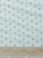 Saree Mall Blue & Silver-Toned Floral Zari Silk Cotton Sambalpuri Saree - Distacart