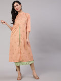 Aks Floral Printed Layered Chanderi Silk A Line Kurta