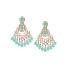 Tehzeeb Creations Gold Polish Kundan Sea Green Colour Earrings - Distacart