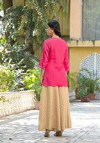 Juniper Women's Fuchsia Solid Shantoon Tunic With Sequins & Zari Work