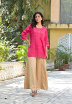 Juniper Women's Fuchsia Solid Shantoon Tunic With Sequins & Zari Work