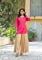 Juniper Women's Fuchsia Solid Shantoon Tunic With Sequins & Zari Work