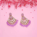 Tehzeeb Creations Gold Polish Kundan Purple Colour Earrings - Distacart