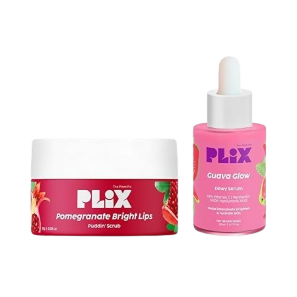 PLIX The Plant Fix 10% Vitamin C Glow Face Serum & Lip Scrub For Skin Brightening & Exfoliate Lips