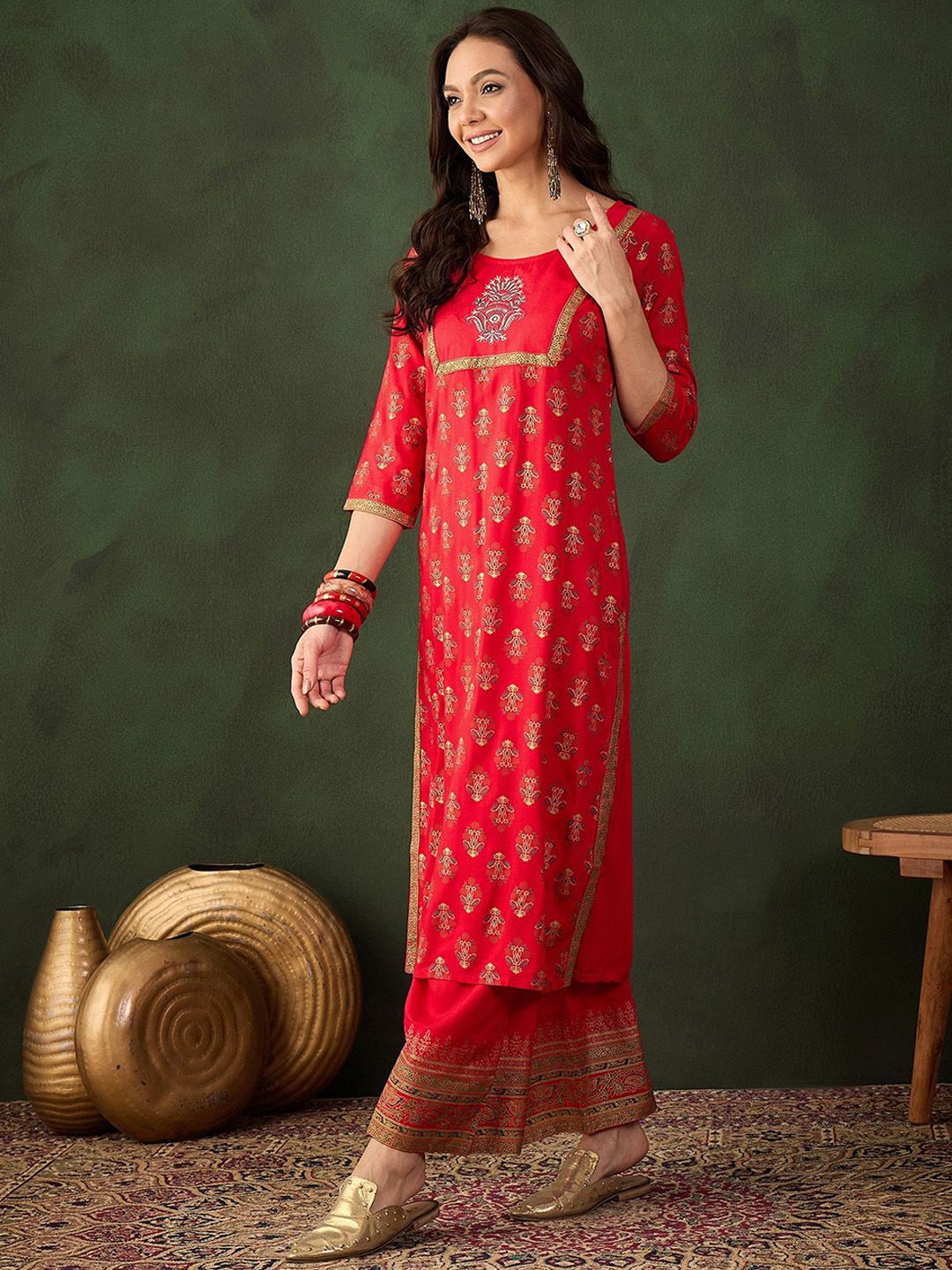 Sangria Printed Kurta With Palazzo