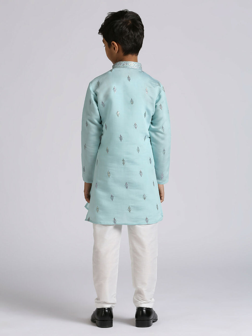 Joban Fashion Kids Island Ethnic Wear with Silk Sequence Embroidery Kurta and Pyjama Set - Teal Blue - Distacart