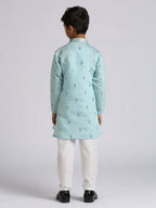 Joban Fashion Kids Island Ethnic Wear with Silk Sequence Embroidery Kurta and Pyjama Set - Teal Blue - Distacart