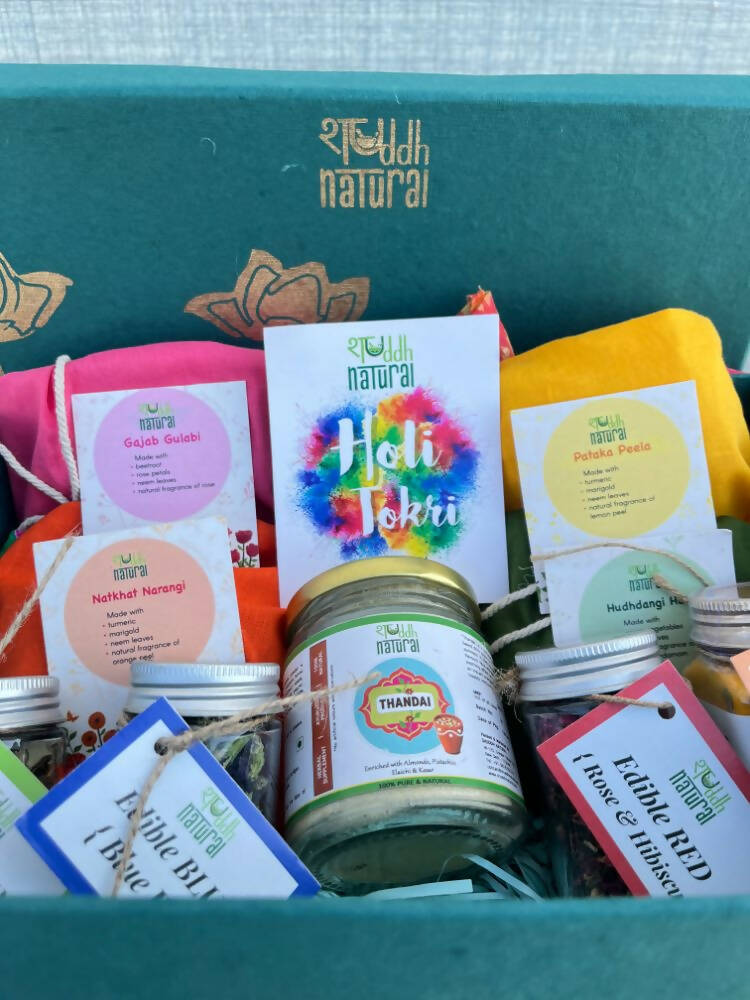 Shuddh Natural Edible Wholistic Colour | Ayurvedic Thandai Powder | Ubtan Based Herbal Gulal | Holi Gift Hamper - Distacart