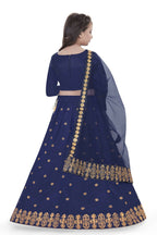 Dwiden Navy Blue Queen Tafetta Sattin Semi-Stitched Girl's Lehenga Choli