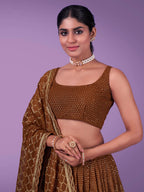 Myra Brown Georgette Embroidered Designer Lehenga