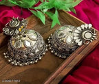 Tehzeeb Creations Women's Silver Colour Oxidised Earrings With Mirror Work - Distacart