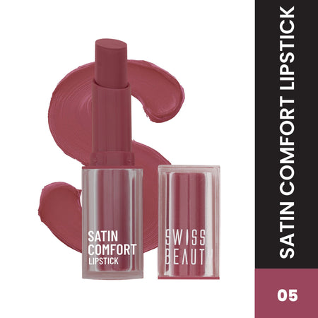 Swiss Beauty Satin Comfort Smooth Glide, Highly Pigmented , Ultra Hydrating Lipstick - 5 Vintage Pink