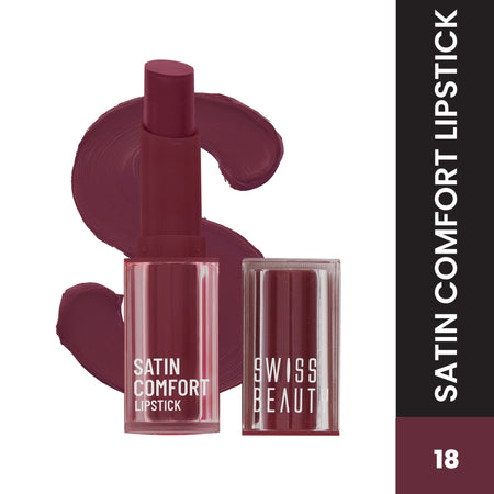 Swiss Beauty Satin Comfort Smooth Glide, Highly Pigmented , Ultra Hydrating Lipstick - 18 Rouge Red