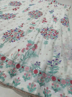 Jyoti Fashion Cream Thread Embroidery Georgette Designer Lehenga Choli with Dupatta