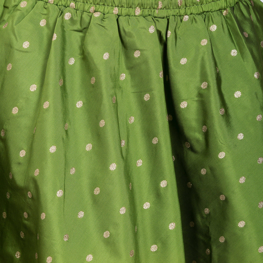 PAVONINE Green Color Golden Zari Work Satan Fabric Maxi Skirt For Women - Distacart