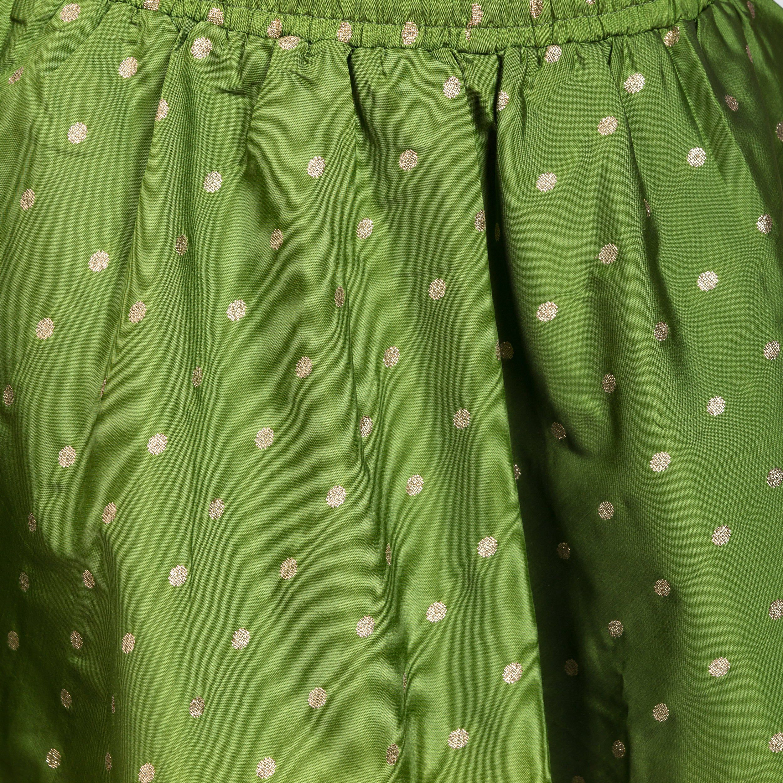 PAVONINE Green Color Golden Zari Work Satan Fabric Maxi Skirt For Women - Distacart