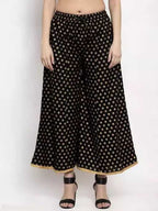 PAVONINE Black Color Rayon Fabric Sun Print Palazzo For Women - Distacart