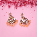Tehzeeb Creations Gold Polish Kundan Yellow Colour Earrings - Distacart