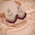 Tehzeeb Creations Gold Polish Kundan Maroon Colour Earrings - Distacart