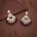 Tehzeeb Creations Gold Polish Kundan Maroon Colour Earrings - Distacart