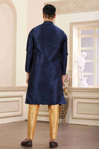 Raivat Ethnic Banarasi Art Silk Hand Work Kurta Pajama In Blue Colour