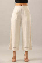 Juniper Women's Off White Solid Rayon Pant Palazzo