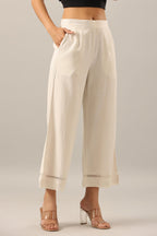 Juniper Women's Off White Solid Rayon Pant Palazzo
