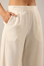 Juniper Women's Off White Solid Rayon Pant Palazzo