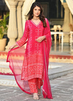 Vellora Chinon Silk Pink Festival Wear Embroidery Work Readymade Kurti Set - Distacart