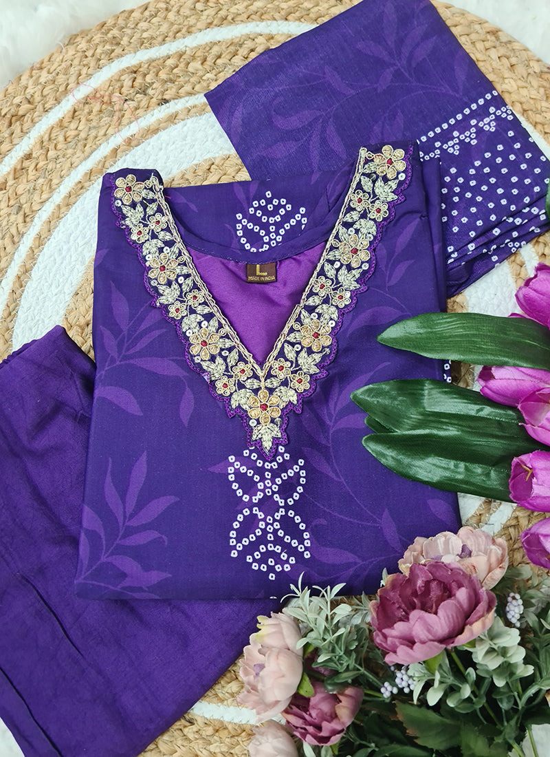 Vellora Crepe Purple Daily Wear Embroidery Work Readymade Straight Suit - Distacart