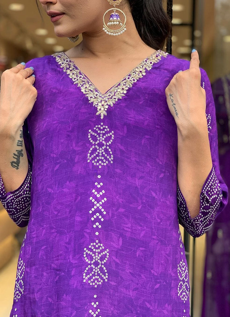 Vellora Crepe Purple Daily Wear Embroidery Work Readymade Straight Suit - Distacart