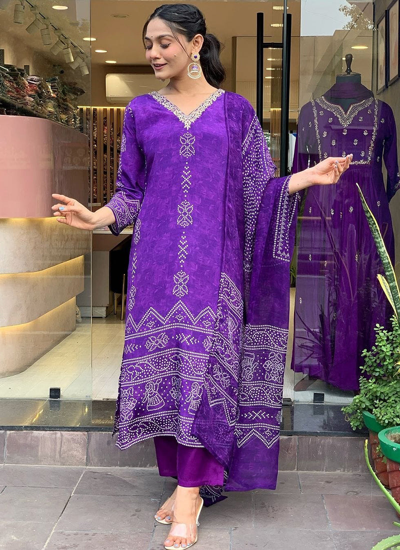 Vellora Crepe Purple Daily Wear Embroidery Work Readymade Straight Suit - Distacart