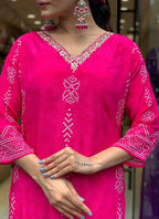 Vellora Crepe Pink Daily Wear Embroidery Work Readymade Straight Suit - Distacart
