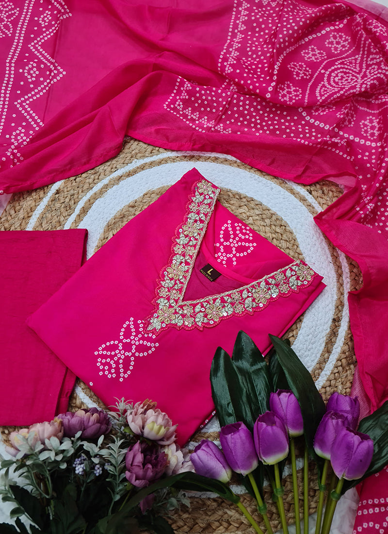 Vellora Crepe Pink Daily Wear Embroidery Work Readymade Straight Suit - Distacart
