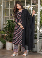 Vellora Cotton Black Daily Wear Printed Readymade Suit - Distacart