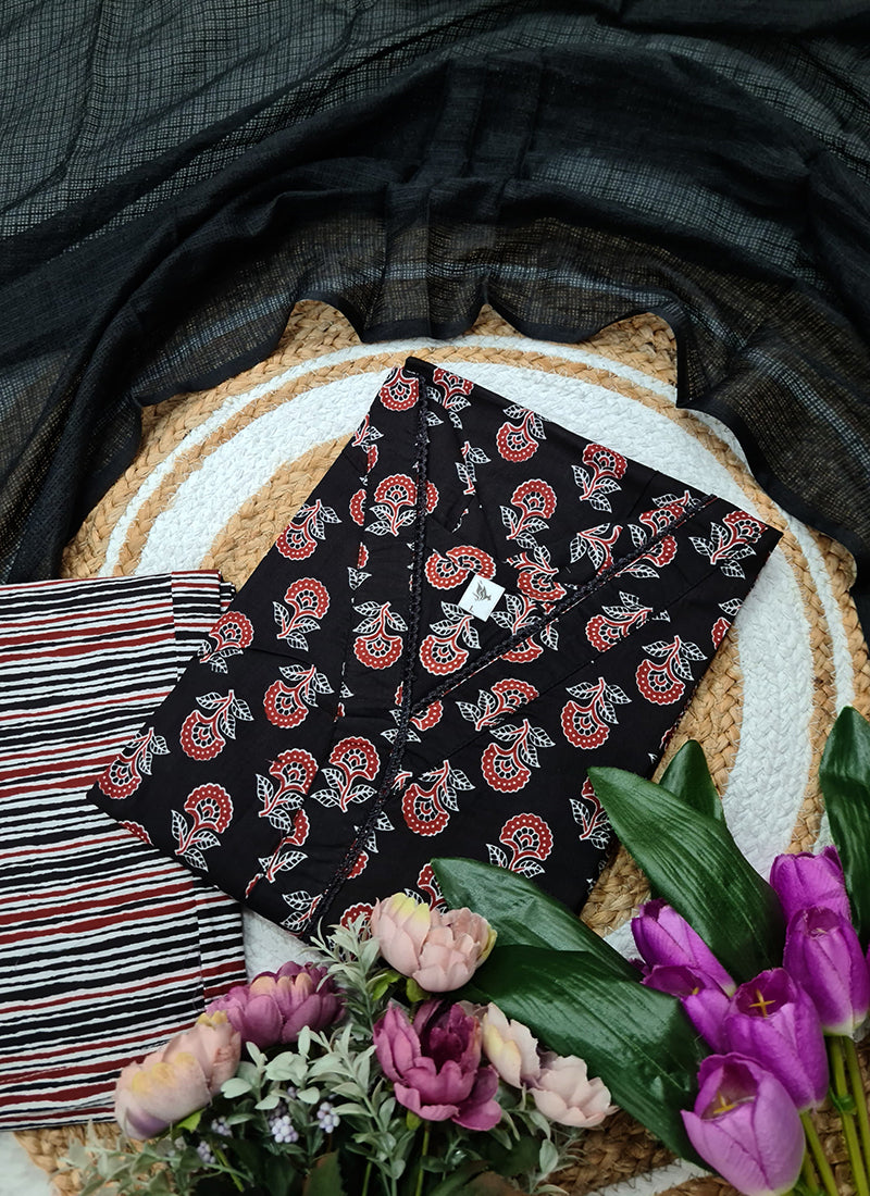 Vellora Cotton Black Daily Wear Printed Readymade Suit - Distacart
