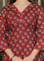 Vellora Cotton Red Daily Wear Printed Readymade Suit - Distacart