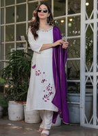 Vellora Viscose Rayon White Daily Wear Embroidery Work Readymade Straight Suit - Distacart